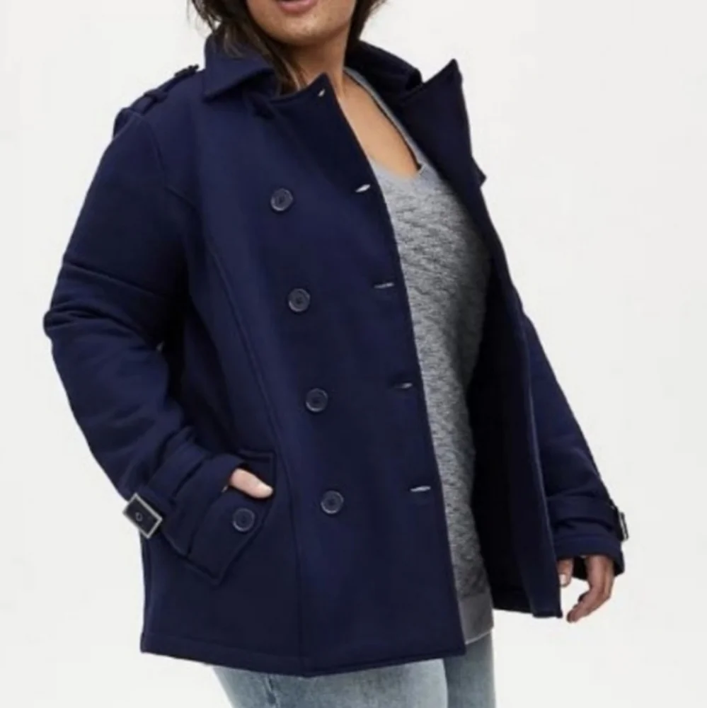 Torrid Fleece Double Breasted Peacoat Jacket Navy Size 1